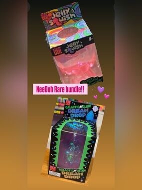 NeeDoh Jelly Squish & Galactic Glow Dream Drop Bundle - Pink & Purple